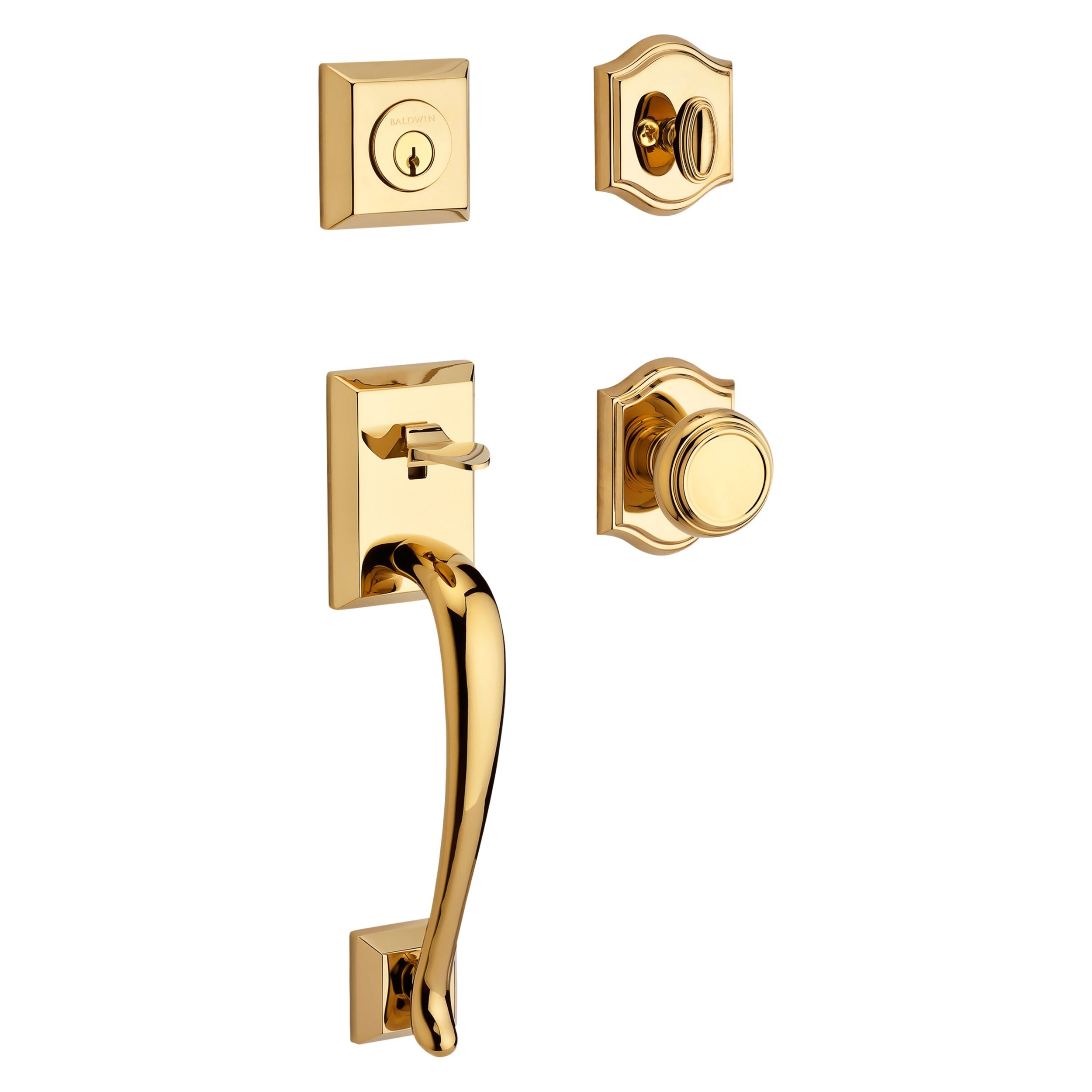 polished brass door handle and knob