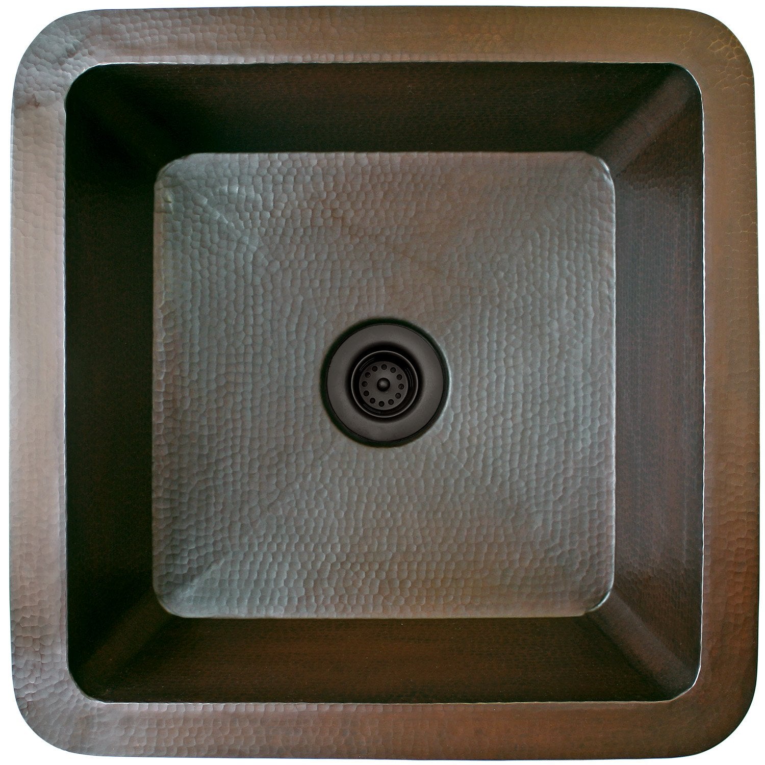 Linkasink Hammered Small Square Drop-In or Undermount Sink 16.25"