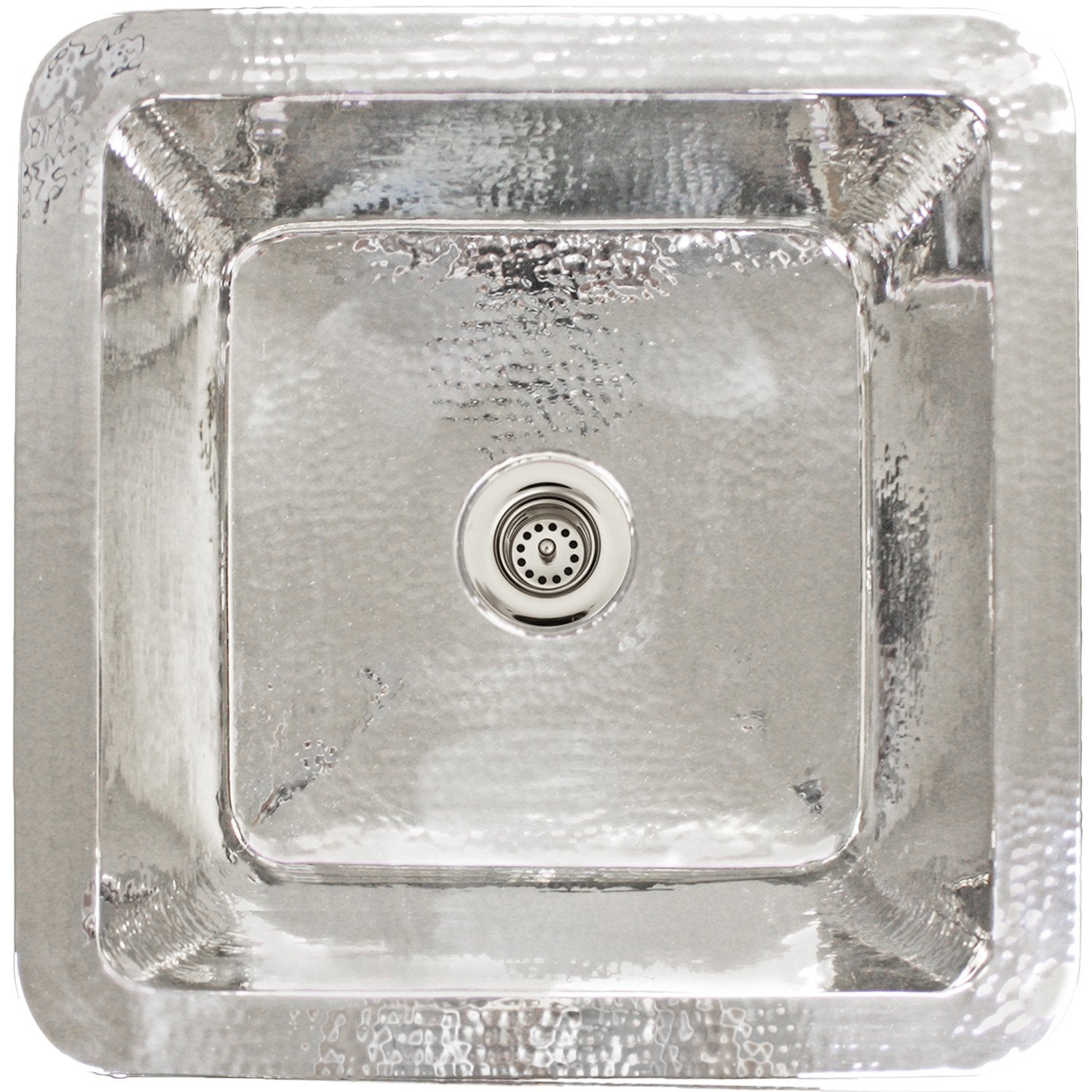 Linkasink Hammered Small Square Drop-In or Undermount Sink 16.25"