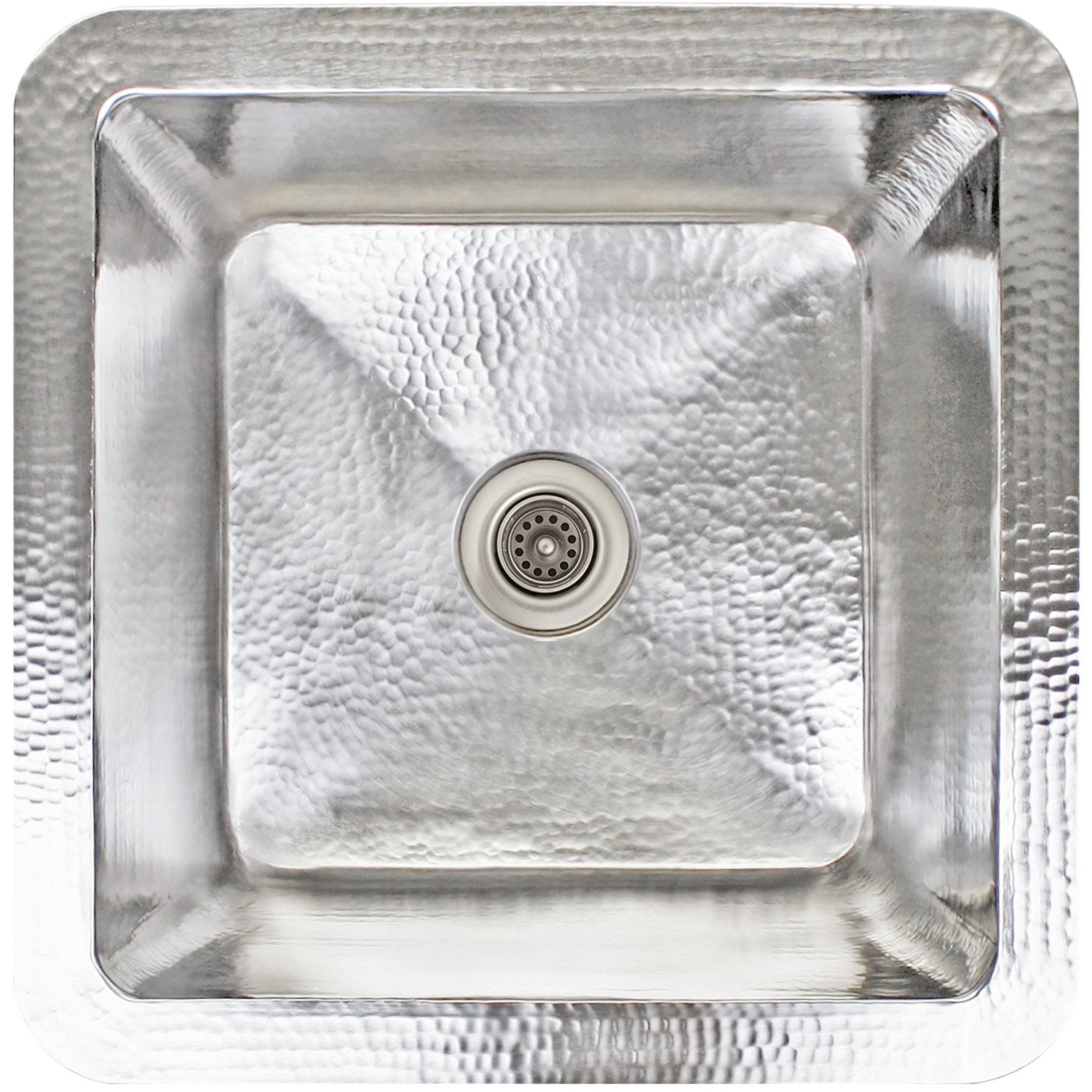 Linkasink Hammered Small Square Drop-In or Undermount Sink 16.25"