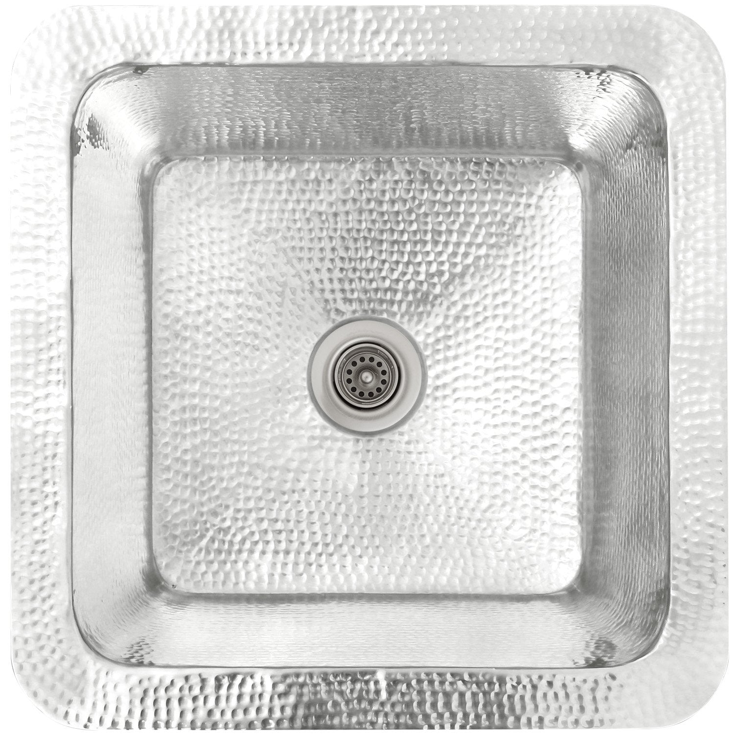 Linkasink Hammered Small Square Drop-In or Undermount Sink 16.25"