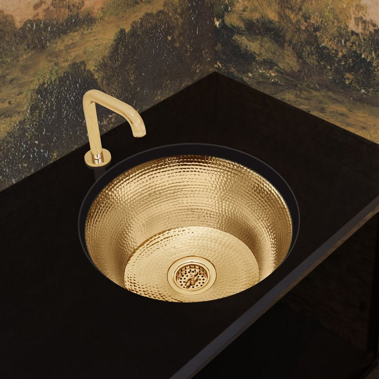 polished unlacquered brass sink