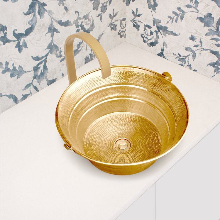 polished unlacquered brass sink