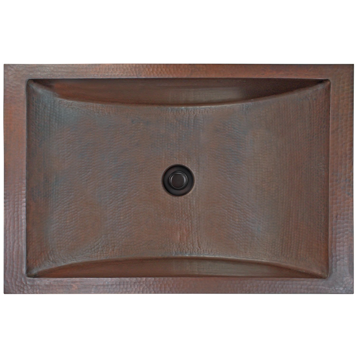 Linkasink Hammered Rectangular Crescent Drop-In or Undermount Sink 21"