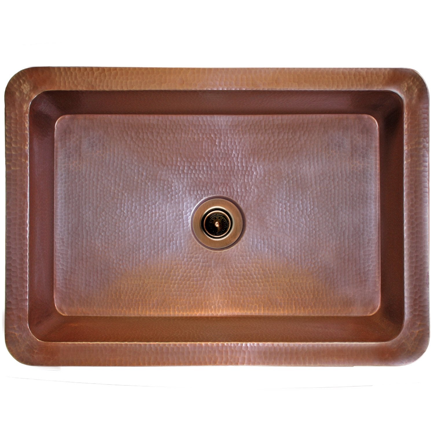 Linkasink Hammered Rectangular Box Drop-In or Undermount Sink 20"