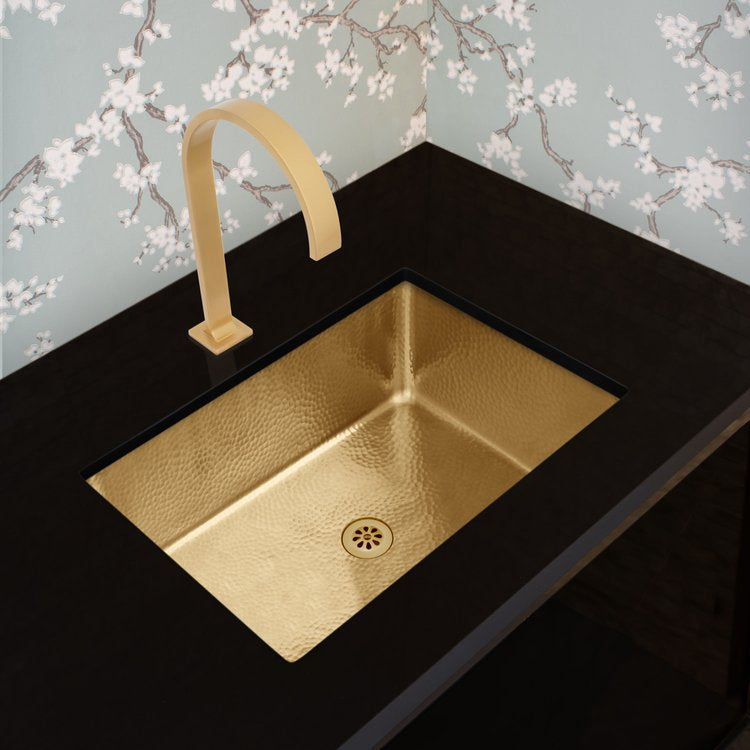 satin unlacquered brass sink