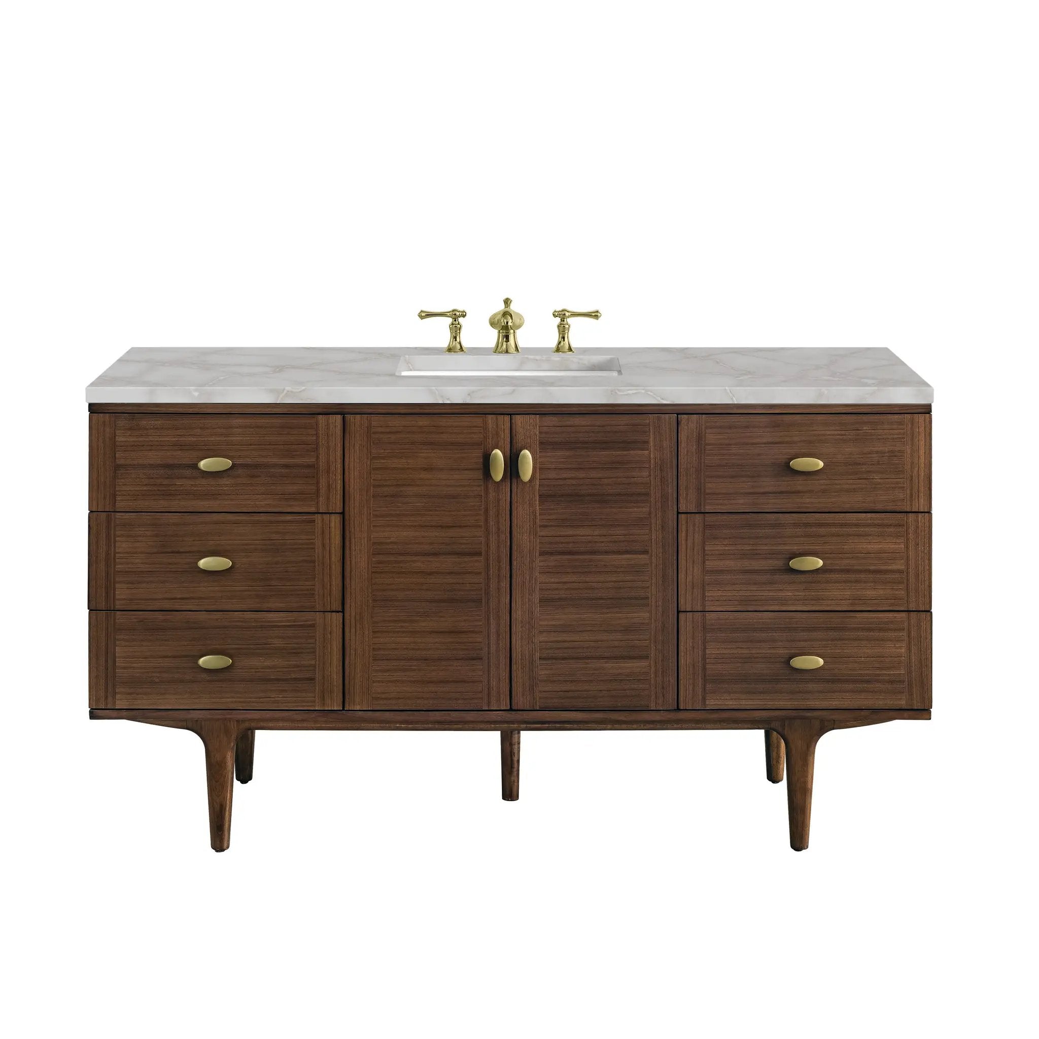 James Martin Amberly 60" Single Vanity Set - Mid-Century Walnut by James Martin Vanities