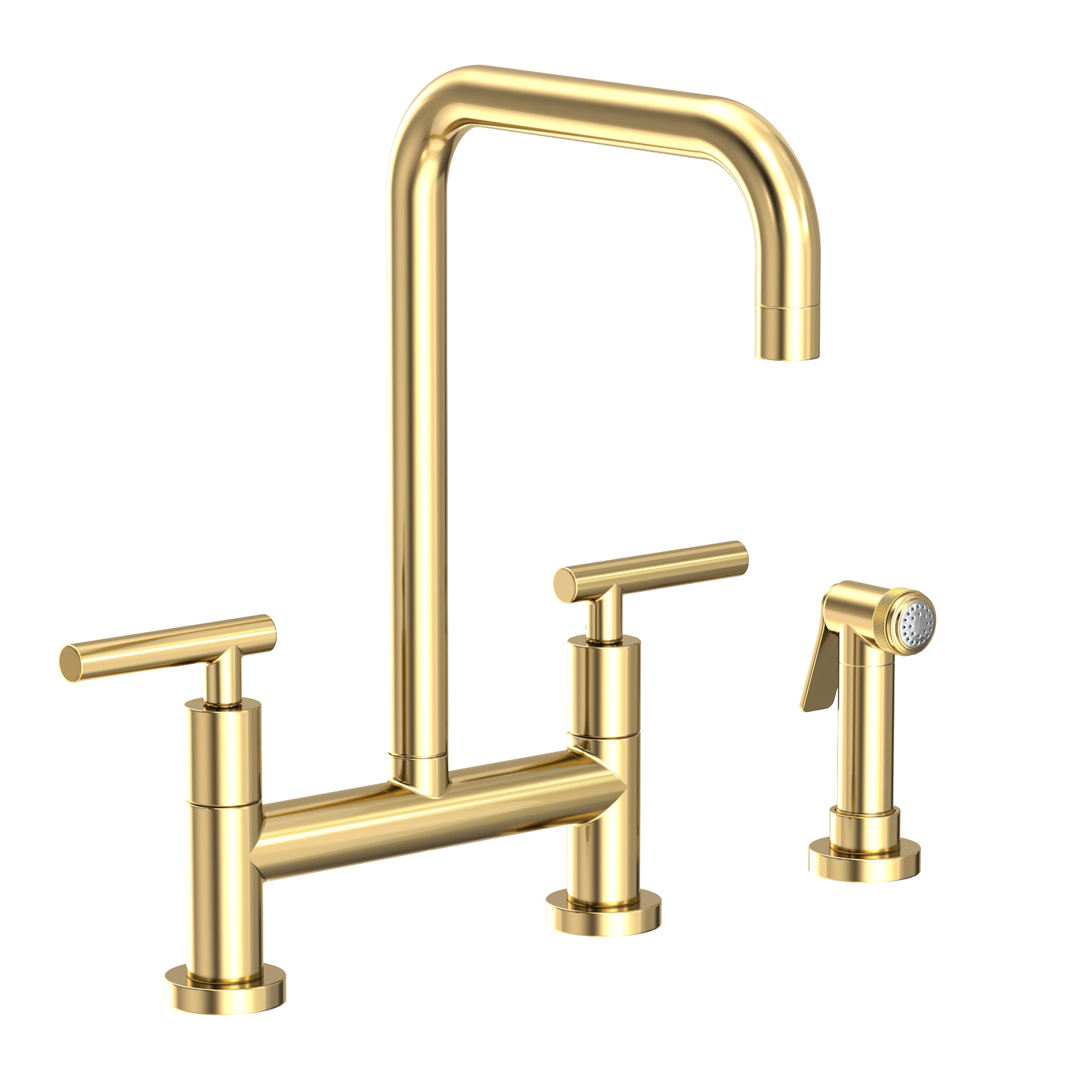 Newport Brass East Square Kitchen Bridge Faucet with Side Spray