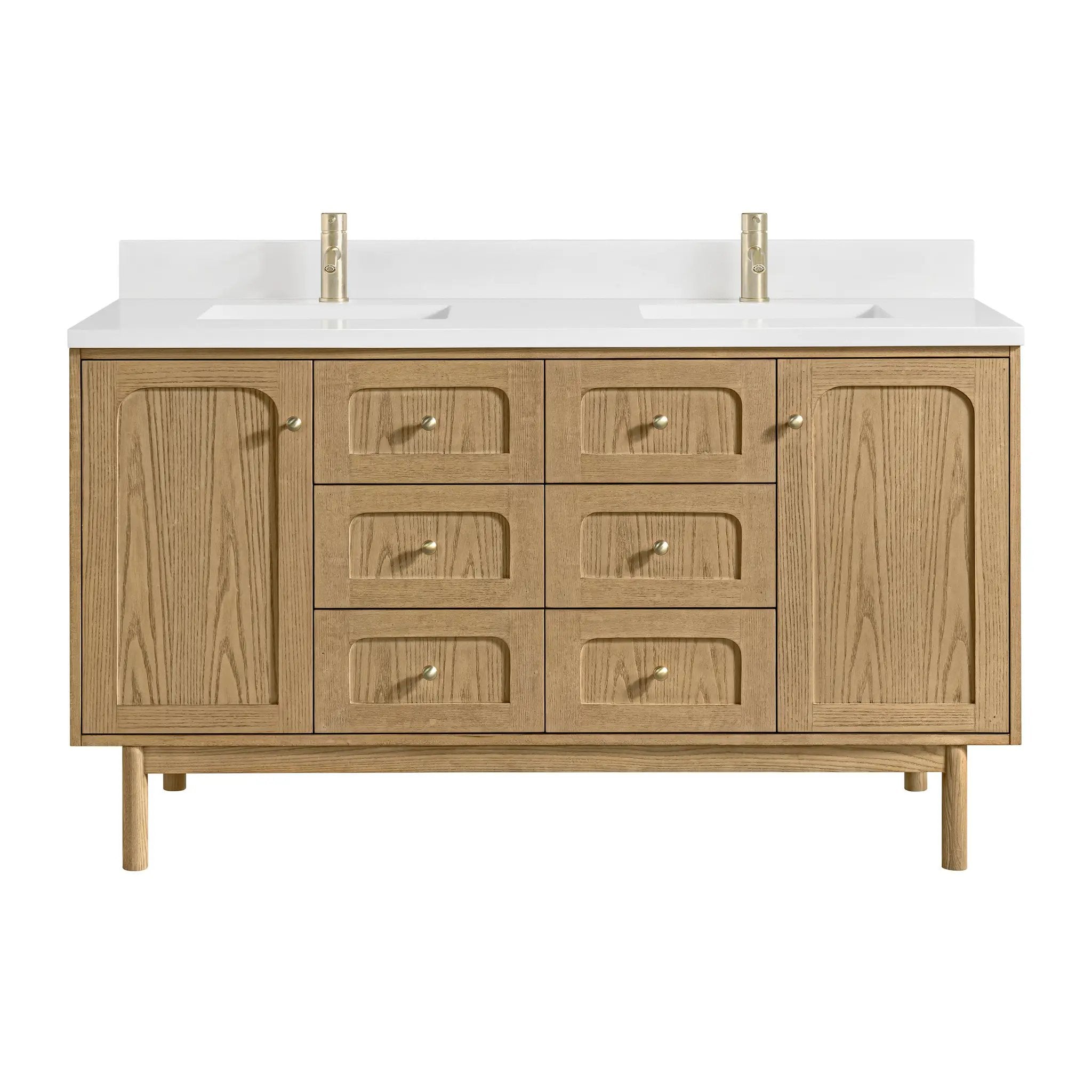 James Martin Laurent 60" Double Vanity Set - Light Natural Oak by James Martin Vanities