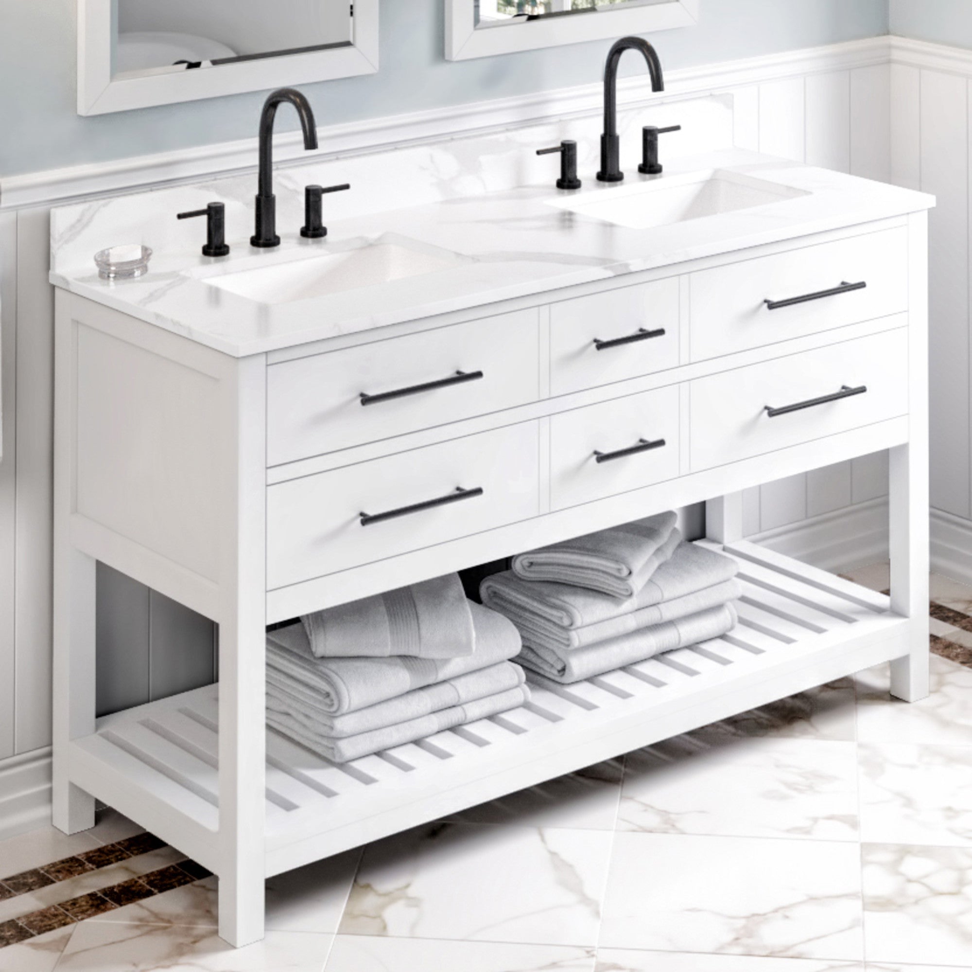 Jeffrey Alexander 60" Wavecrest Vanity Set