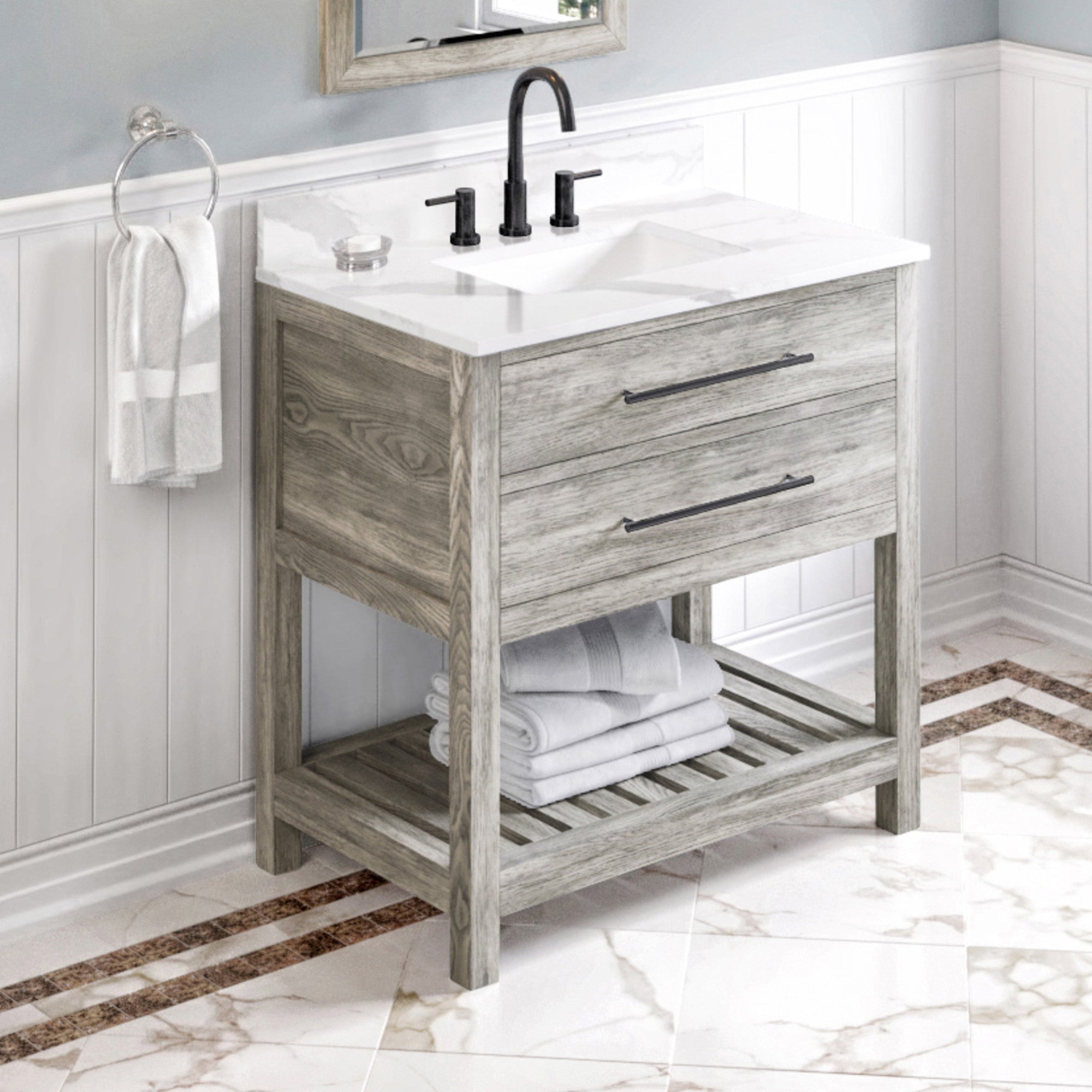 Jeffrey Alexander 36" Wavecrest Vanity Set