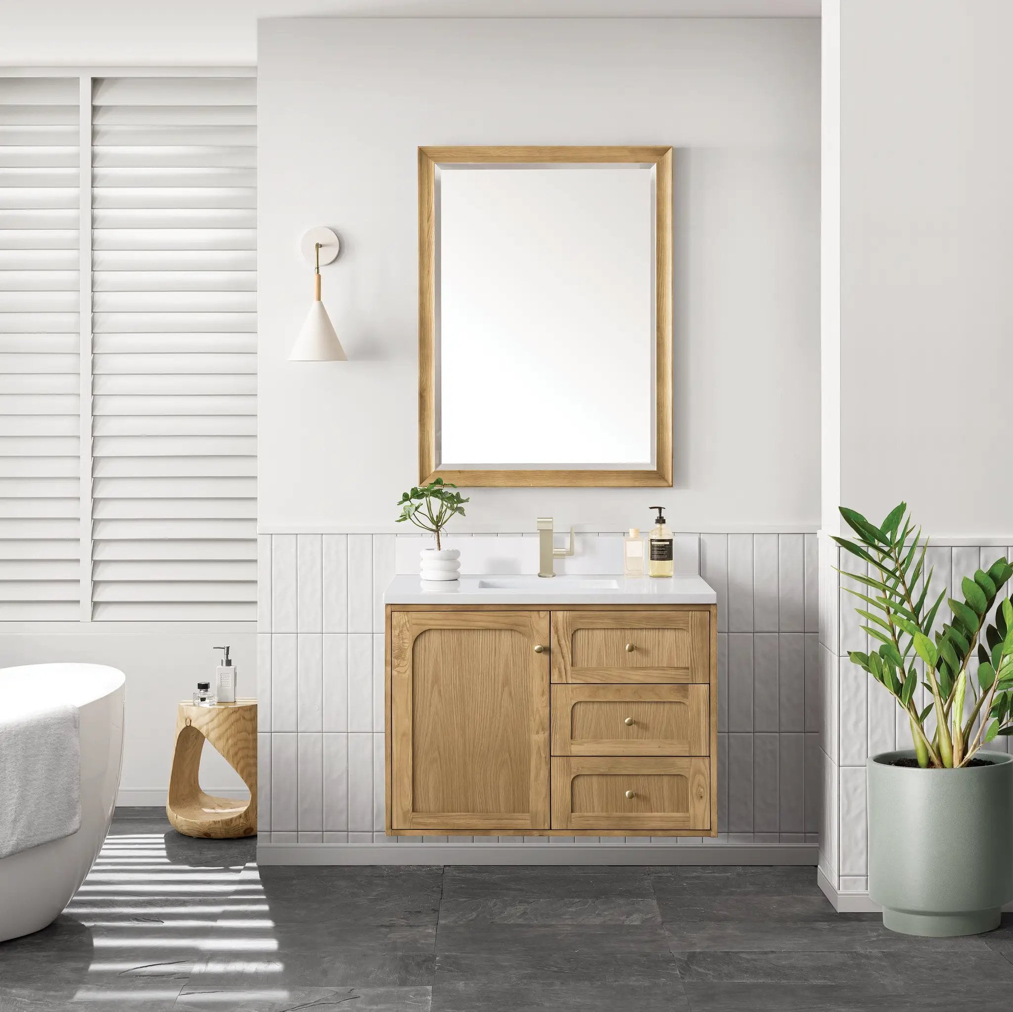 light natural oak vanity