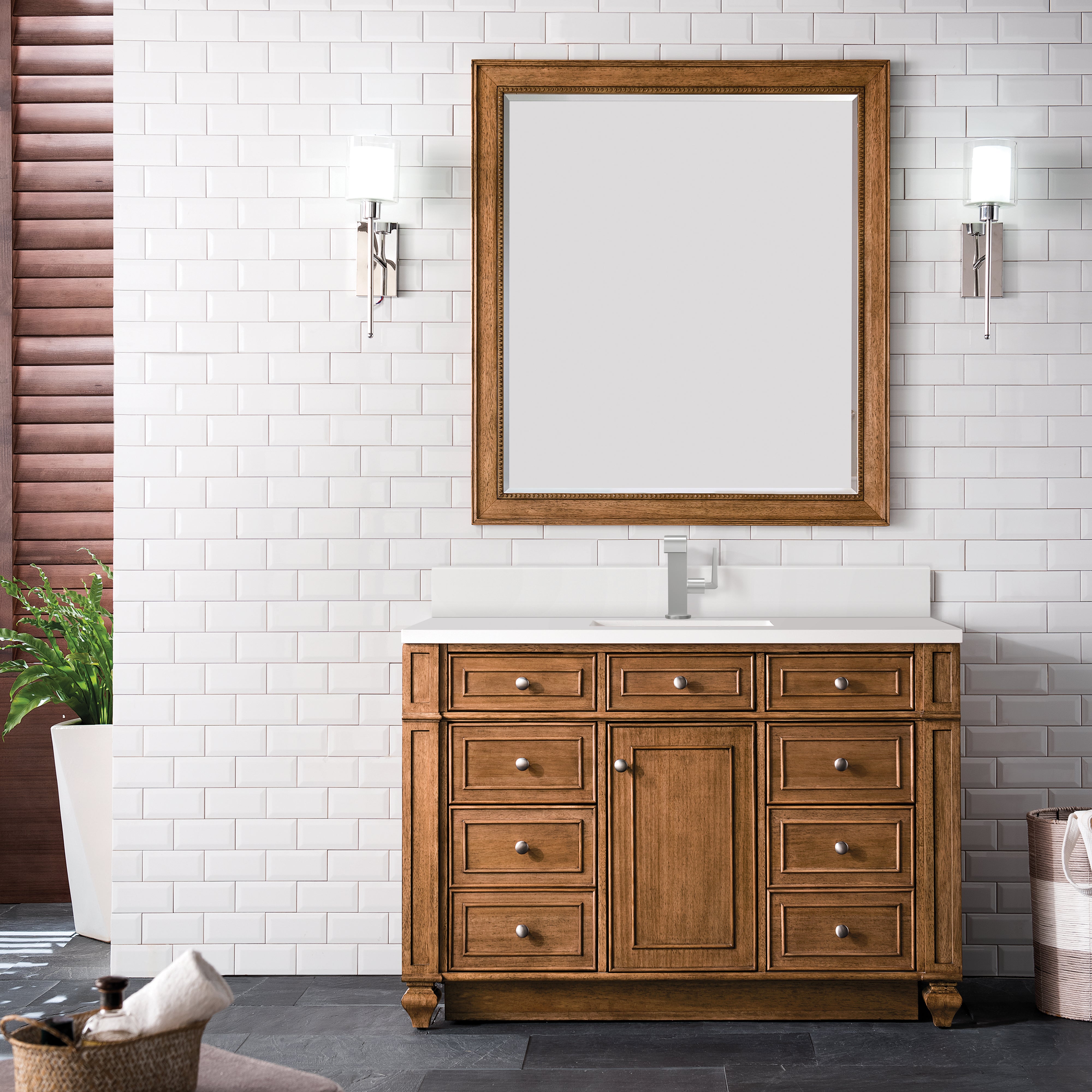 saddle brown vanity