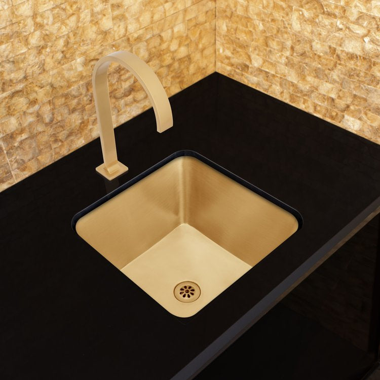 polished unlacquered brass sink