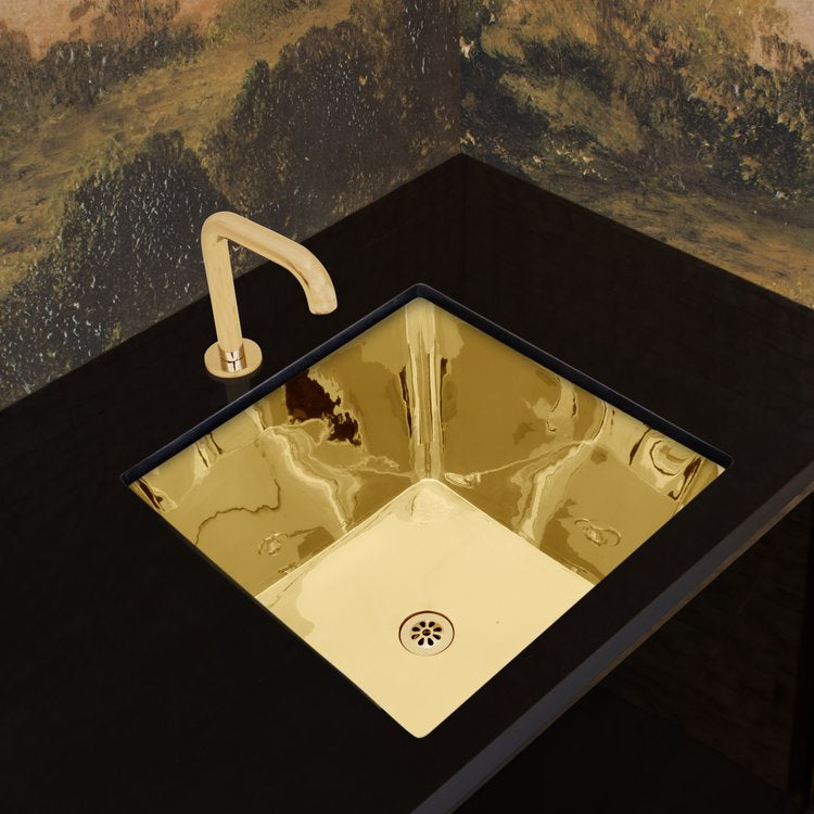 polished unlacquered brass sink