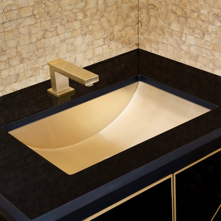 polished unlacquered brass sink