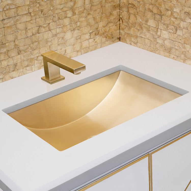 polished unlacquered brass sink