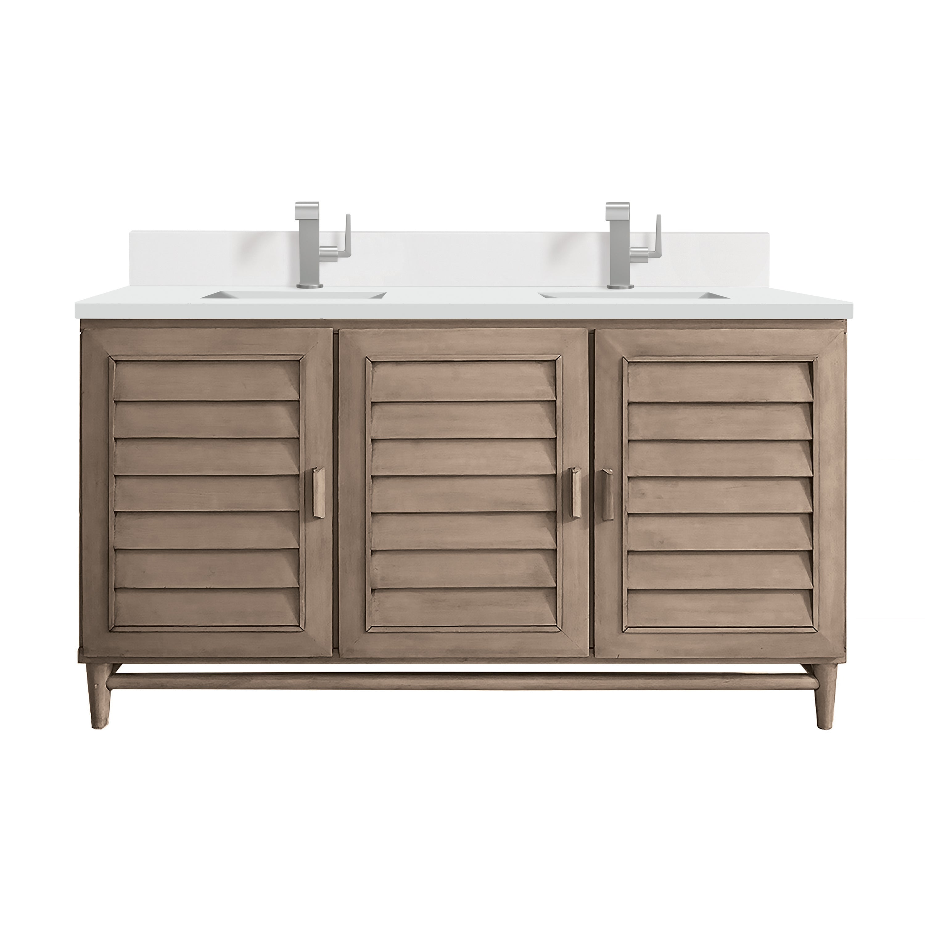 James Martin Vanities Portland 60" Double Vanity Whitewashed Walnut