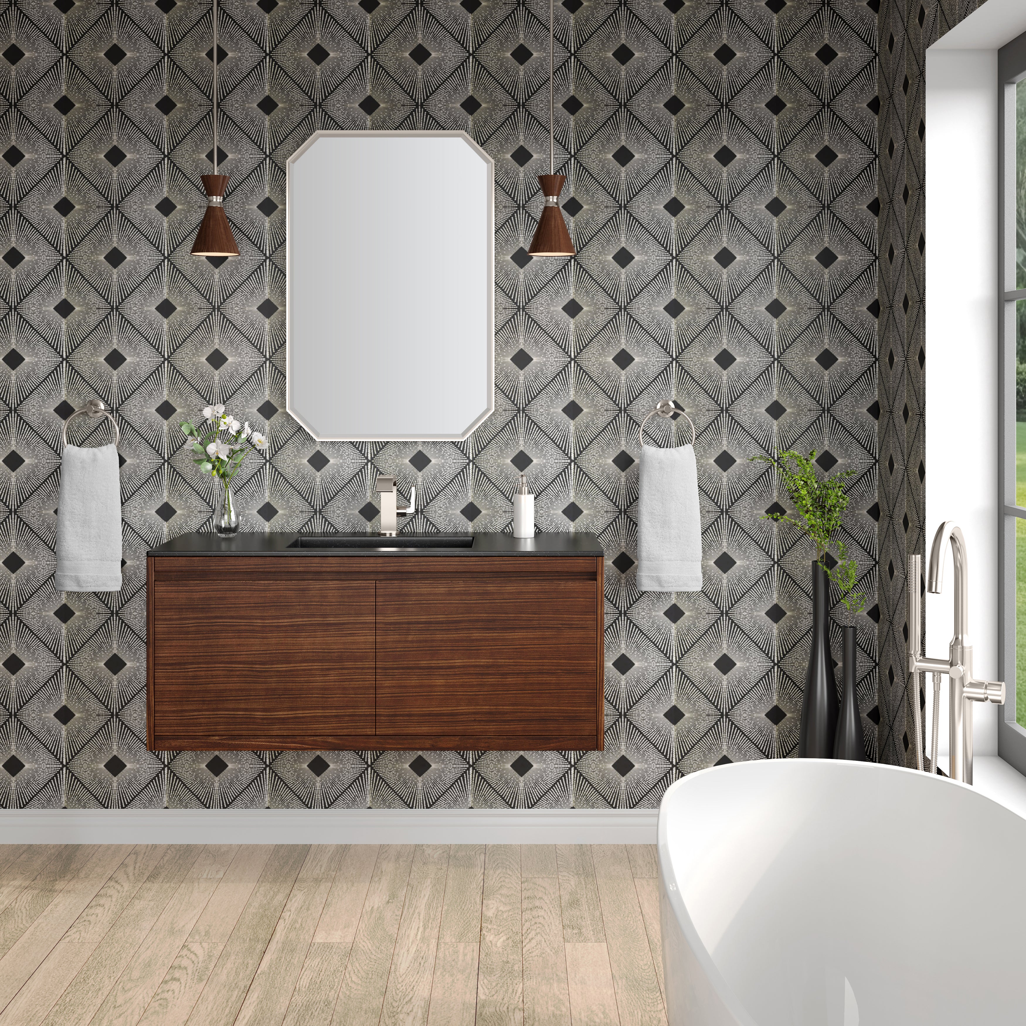 charcoal black composite stone top vanity