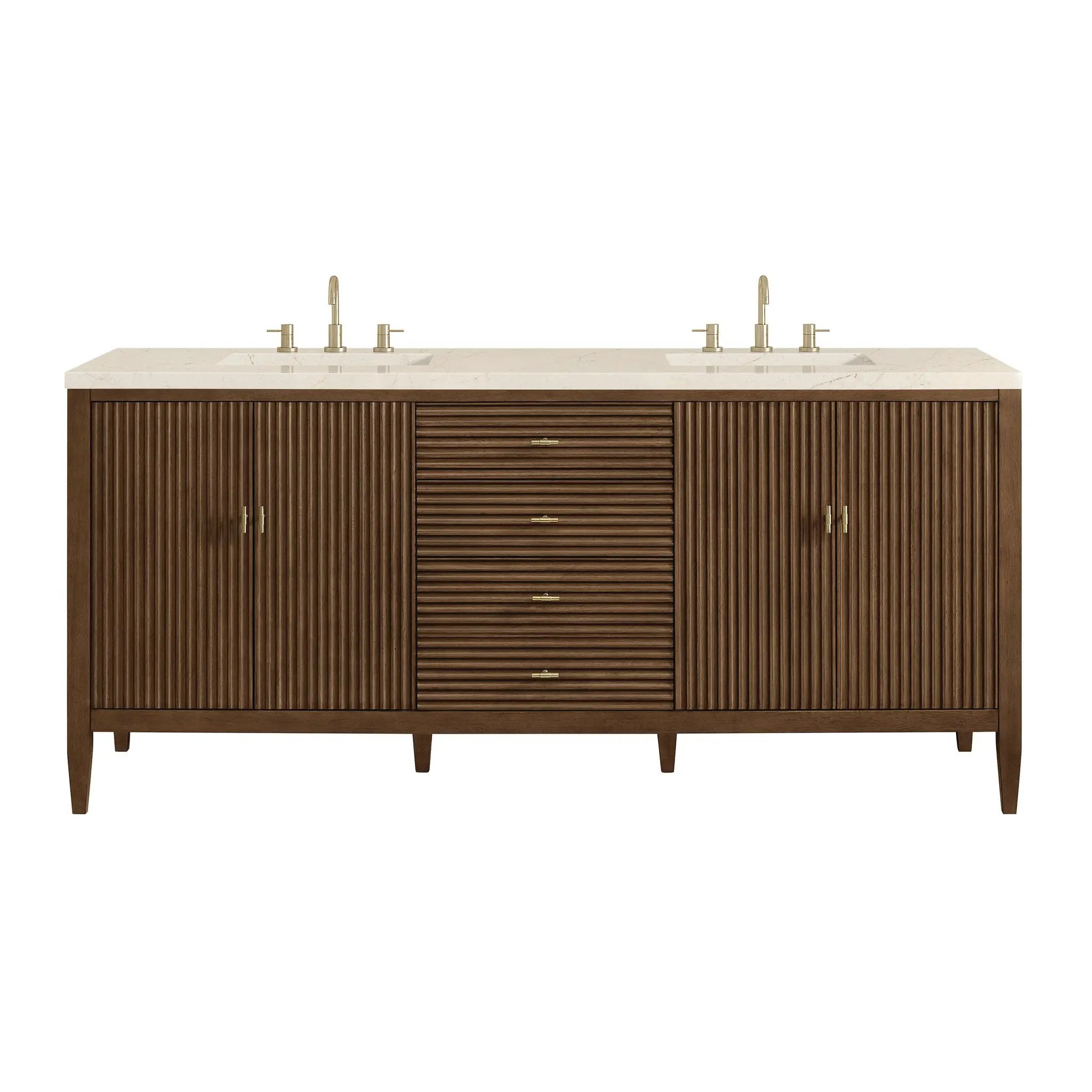 James Martin Myrrin 72" Vanity Set - Mid Century Walnut by James Martin Vanities