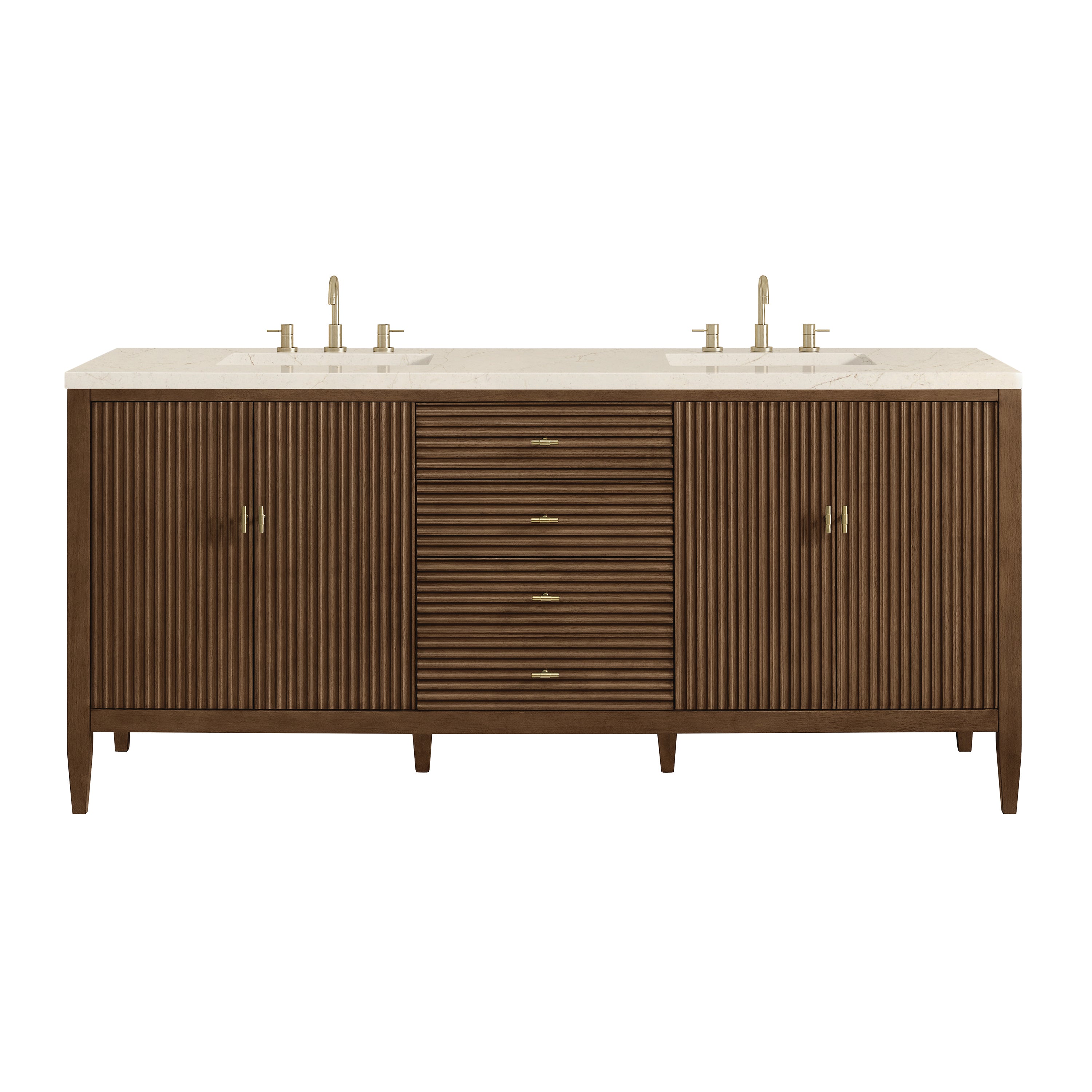 James Martin Vanities Myrrin 72" Double Vanity - Mid Century Walnut