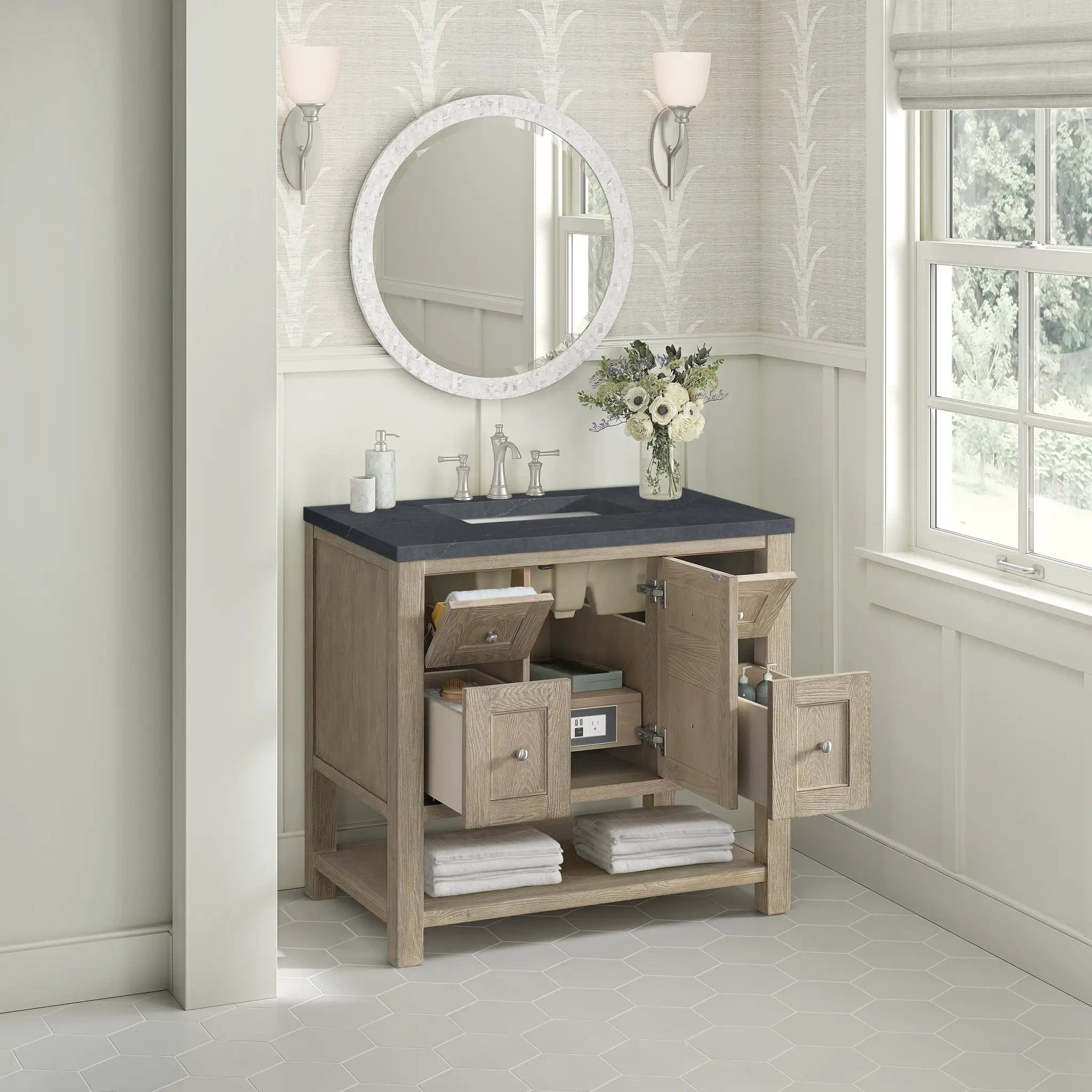 whitewashed oak vanity