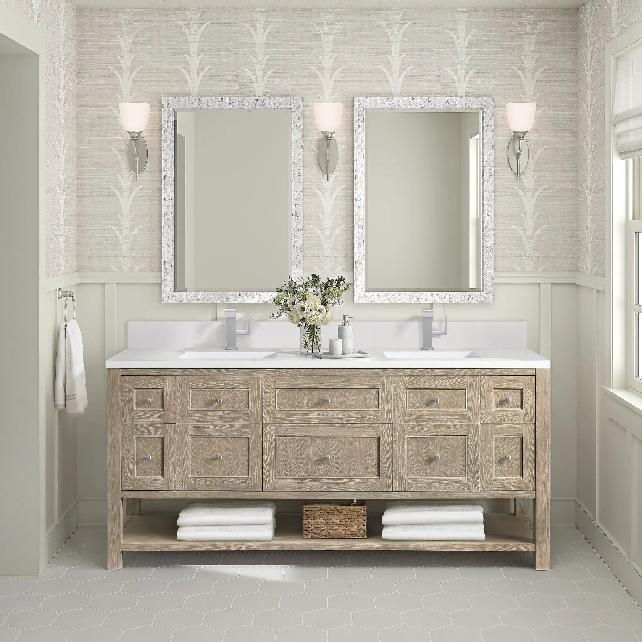 whitewashed oak vanity