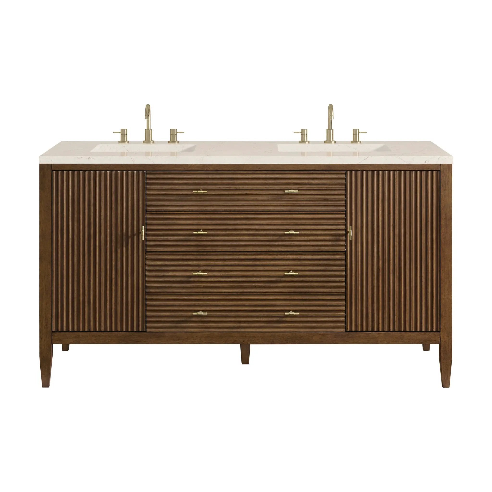James Martin Myrrin 60" Double Vanity Set - Mid Century Walnut by James Martin Vanities