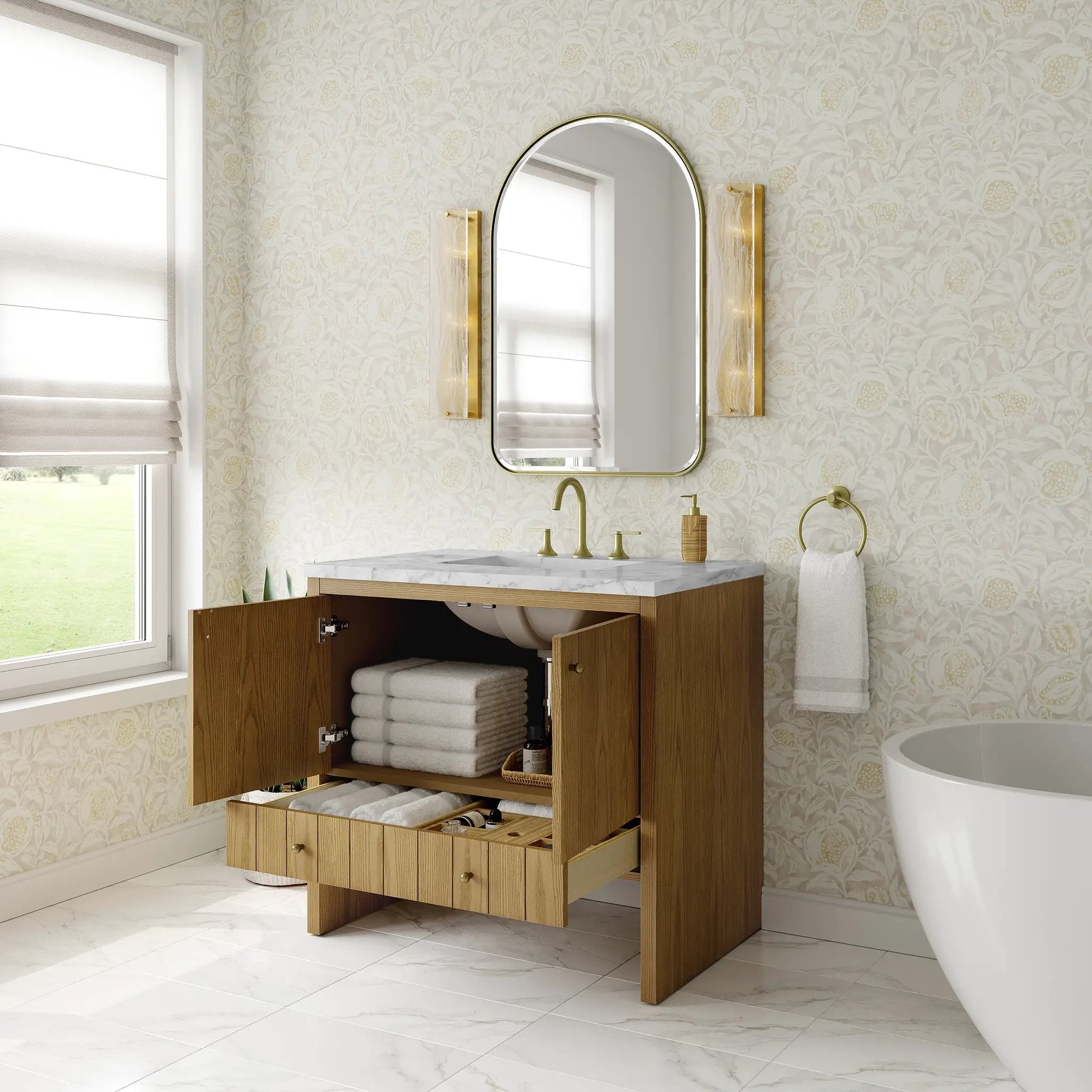 light natural oak vanity