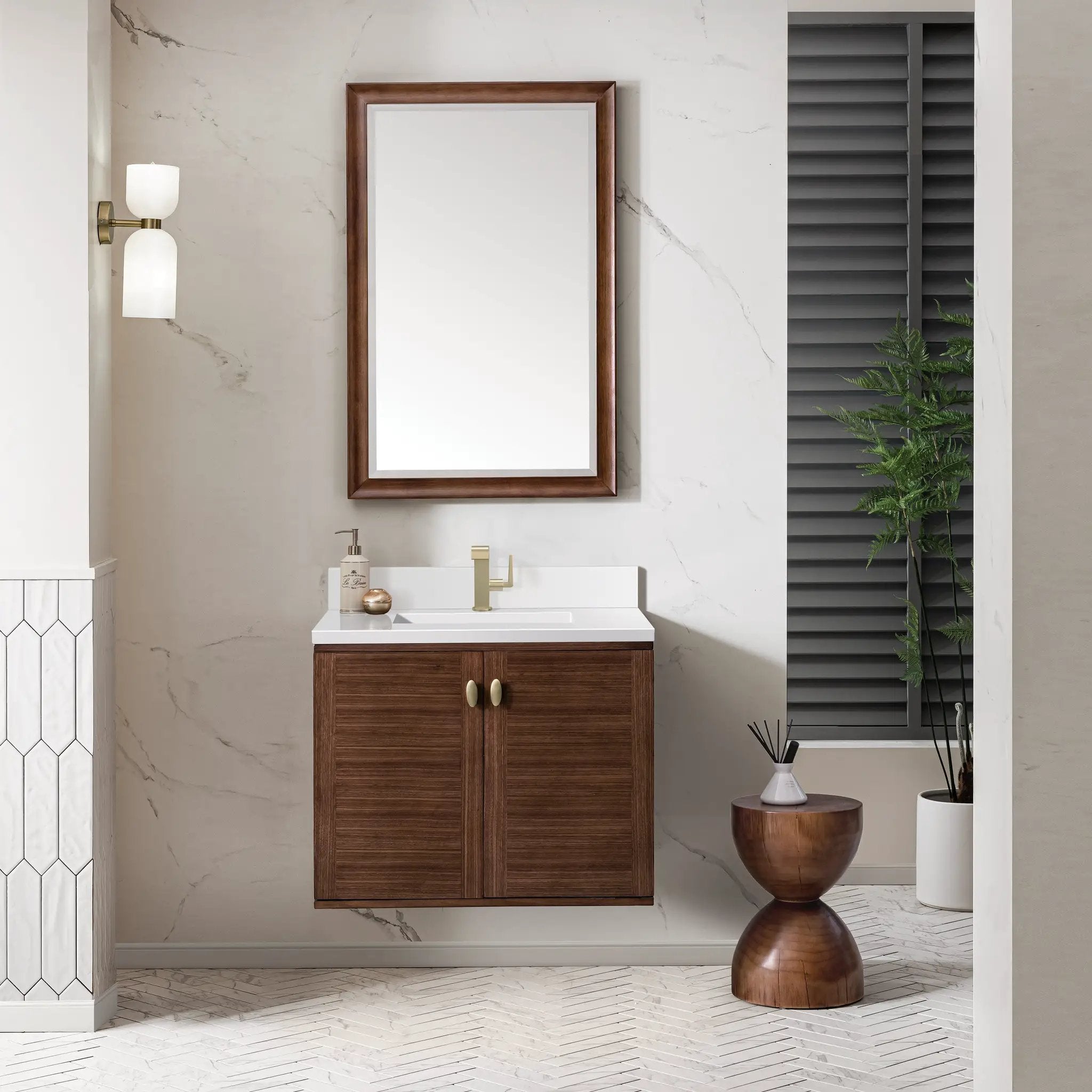 mid-century walnut vanity