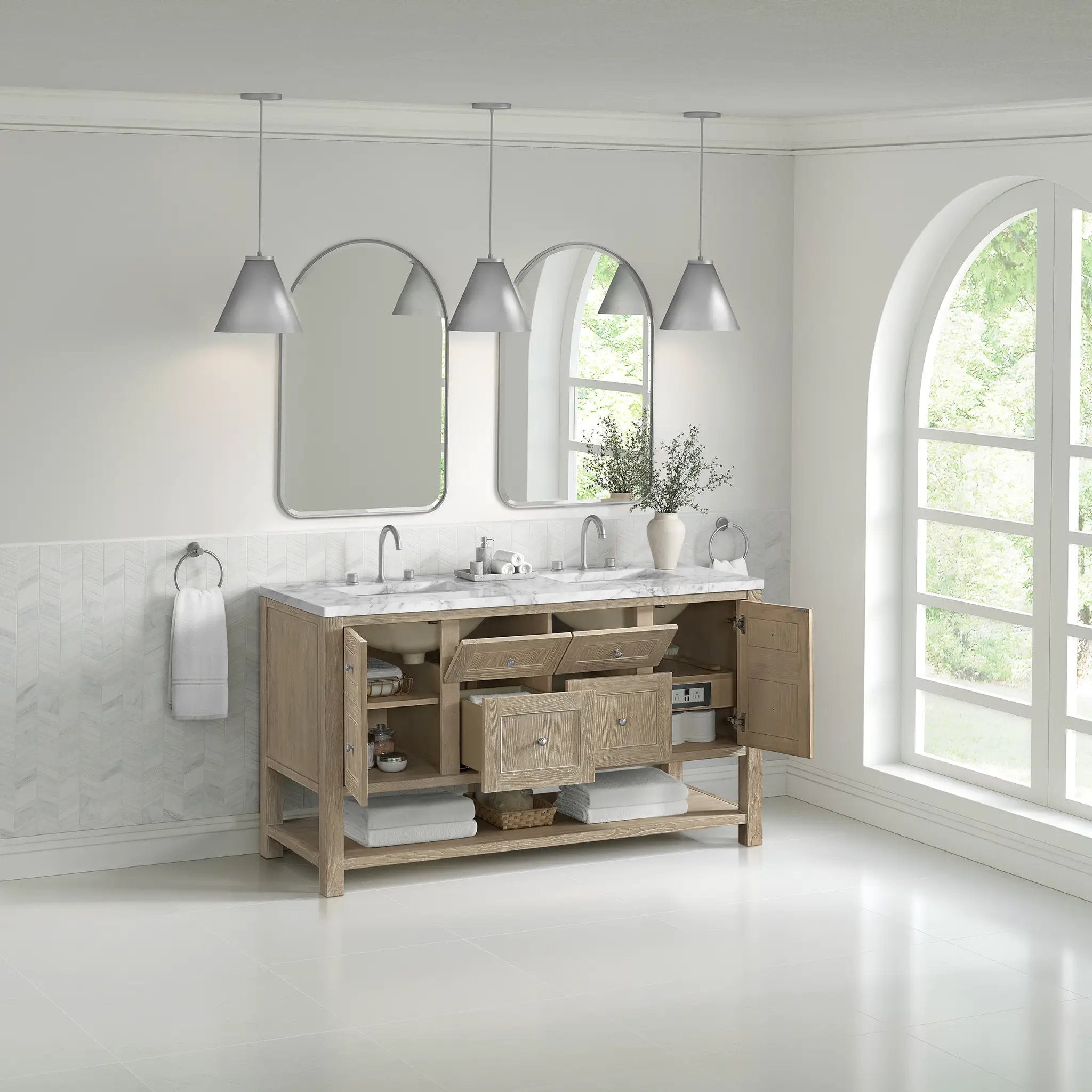whitewashed oak vanity