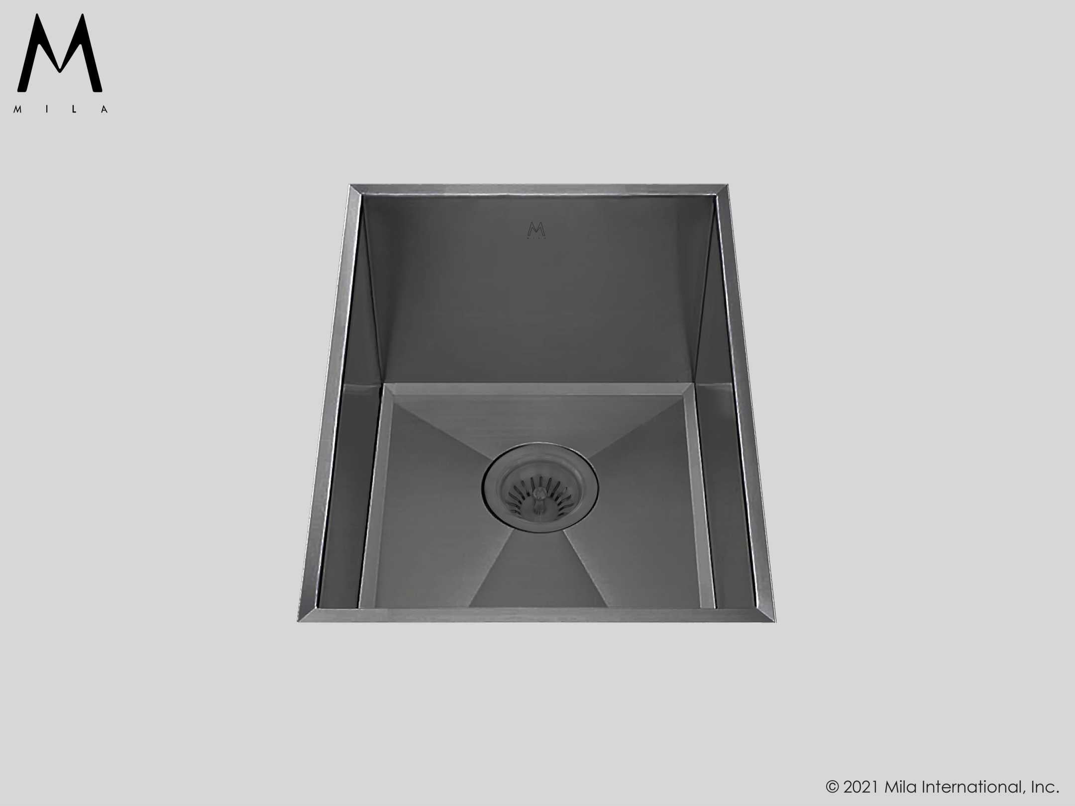 MILA LOUVRE Low Profile Single Bowl Flush-Mount 12 x 17.5 Kitchen Sink