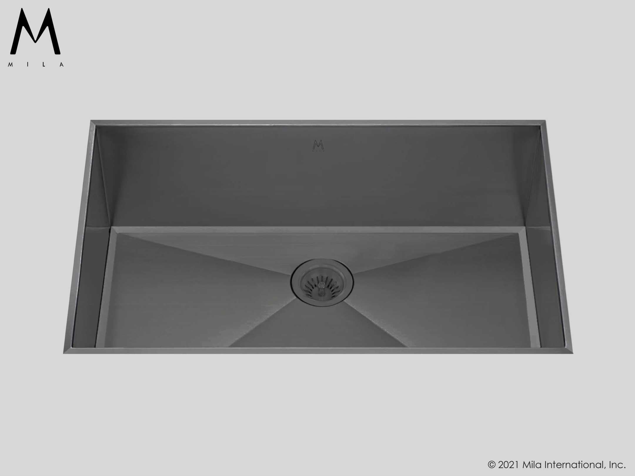 MILA LOUVRE Low Profile Single Bowl Flush-Mount 32 x 17.5 Kitchen Sink