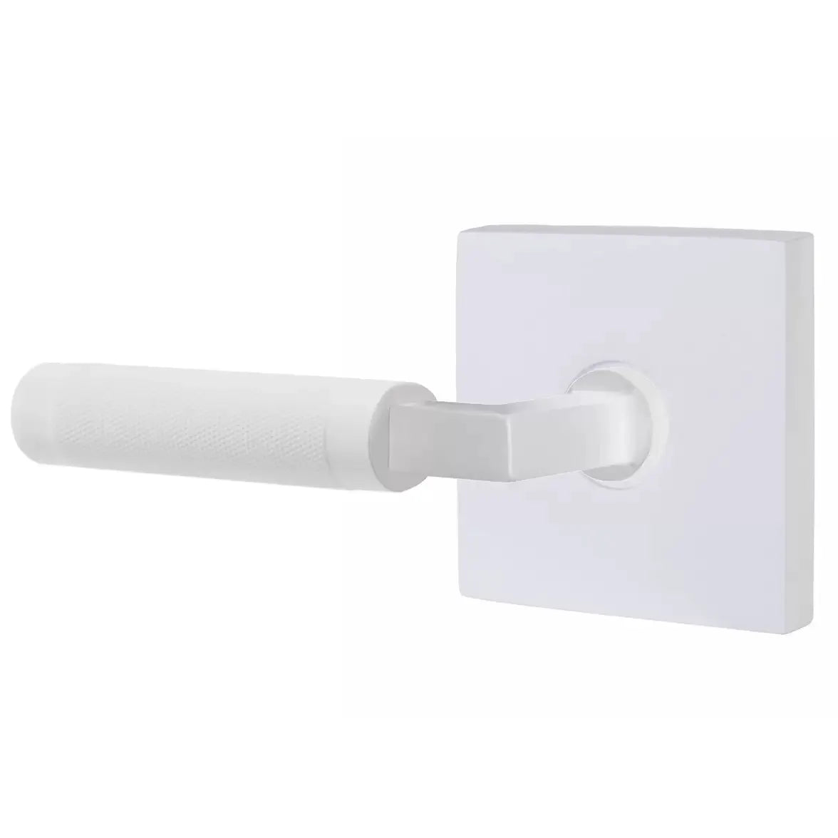 Emtek Knurled Lever with L-Square Stem and Square Rose by Emtek
