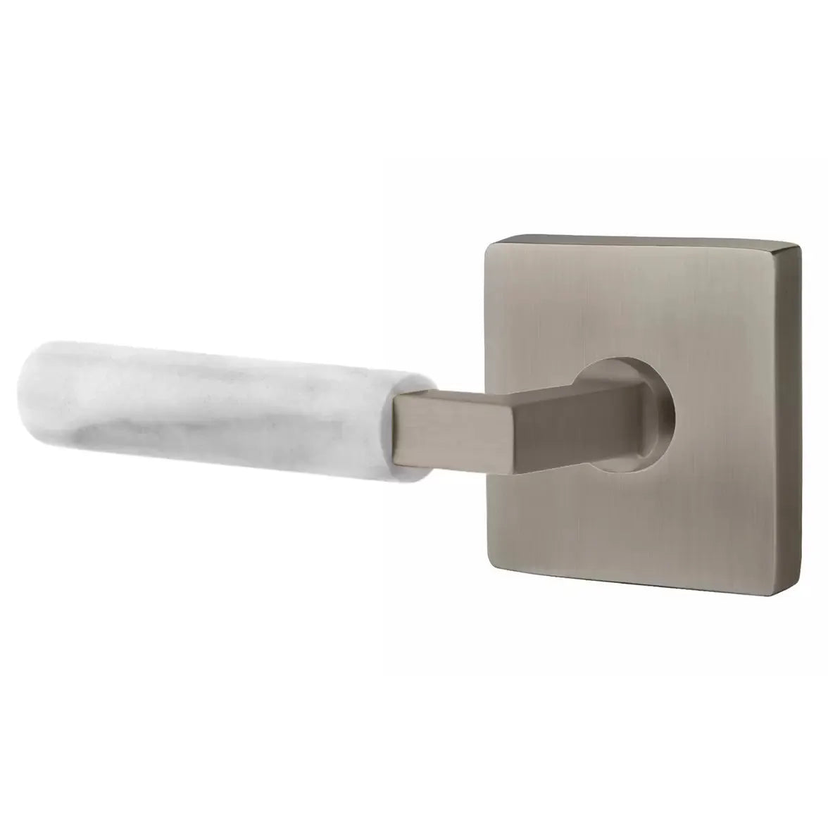 Emtek White Marble Lever with L-Square Stem and Square Rose by Emtek