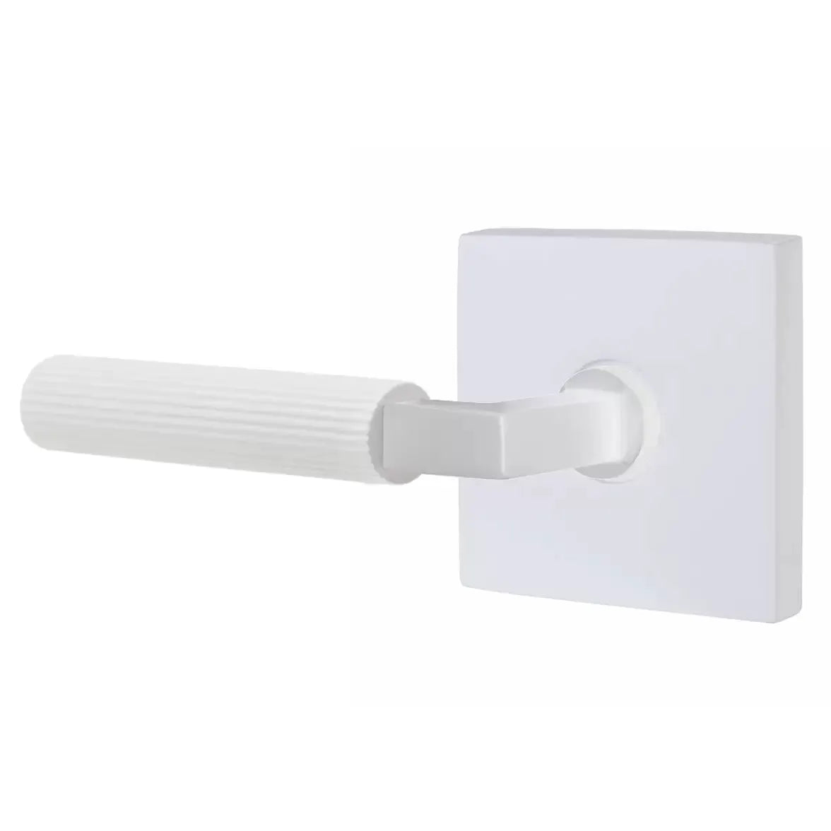Emtek Straight Knurled Lever with L-Square Stem and Square Rose by Emtek