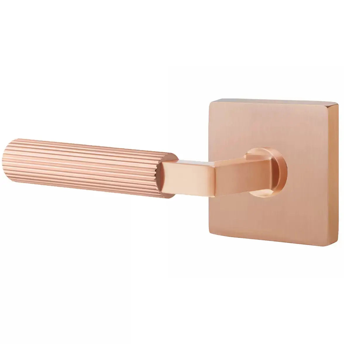Emtek Straight Knurled Lever with L-Square Stem and Square Rose by Emtek