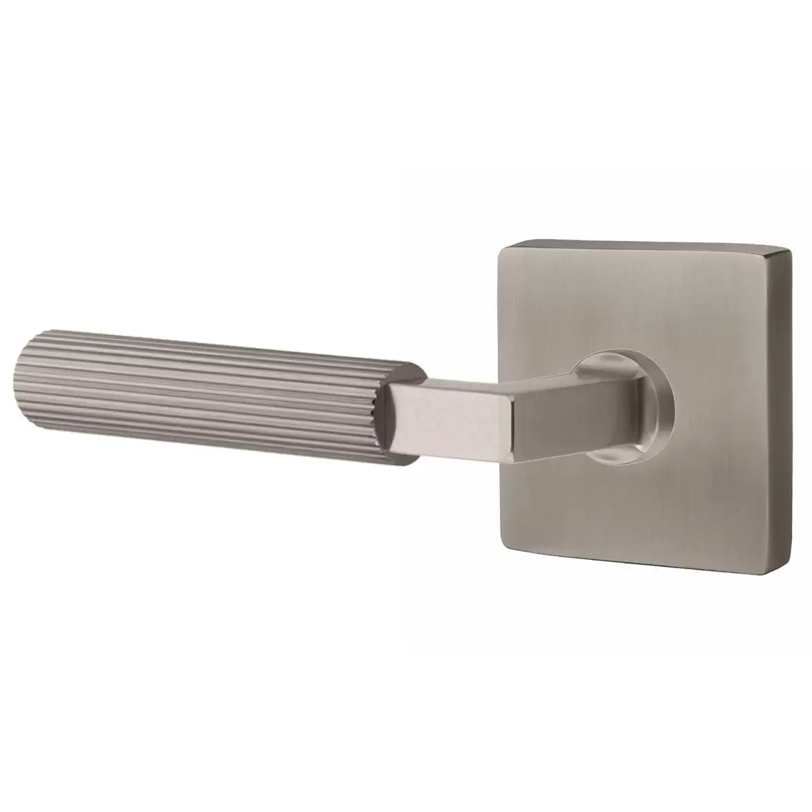 Emtek Straight Knurled Lever with L-Square Stem and Square Rose by Emtek