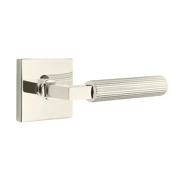 Emtek Straight Knurled Lever with L-Square Stem and Square Rose by Emtek