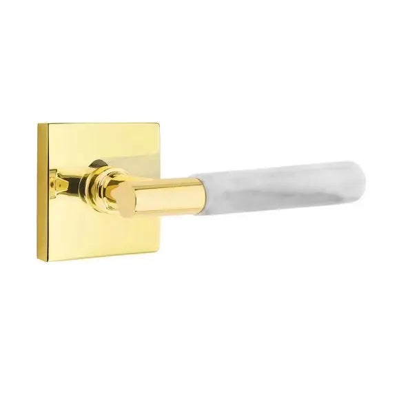 Emtek White Marble Lever with T-Bar Stem and Square Rose by Emtek