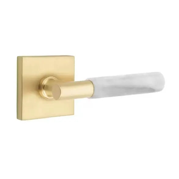 Emtek White Marble Lever with T-Bar Stem and Square Rose by Emtek