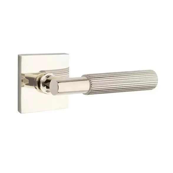 Emtek Straight Knurled Lever with T-Bar Stem and Square Rose by Emtek