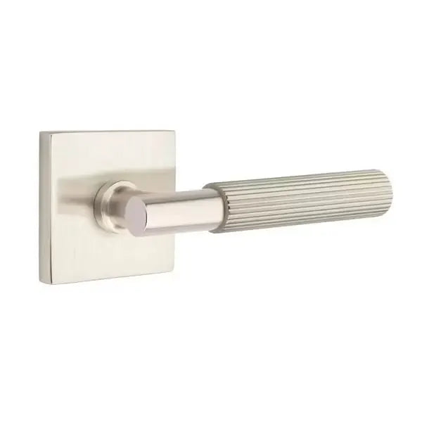 Emtek Straight Knurled Lever with T-Bar Stem and Square Rose by Emtek