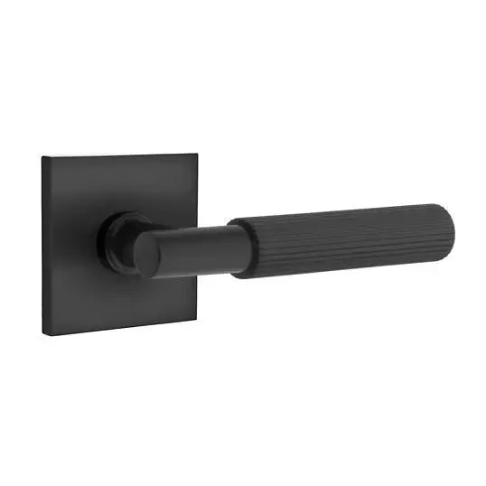 Emtek Straight Knurled Lever with T-Bar Stem and Square Rose by Emtek