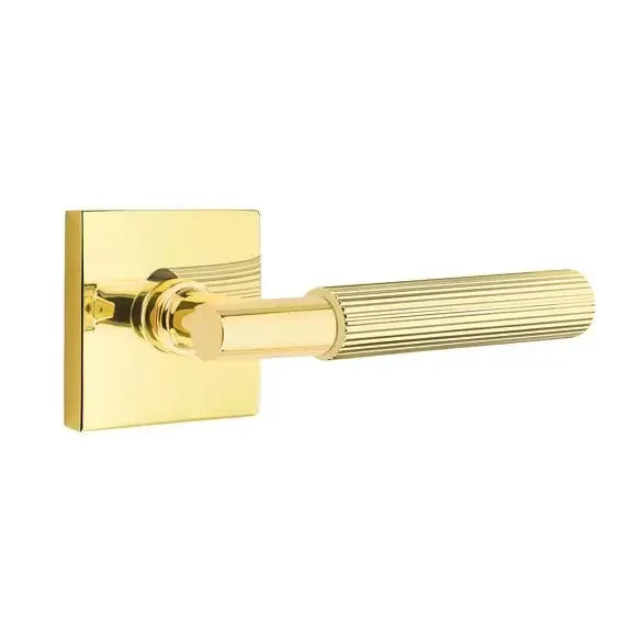 Emtek Straight Knurled Lever with T-Bar Stem and Square Rose by Emtek