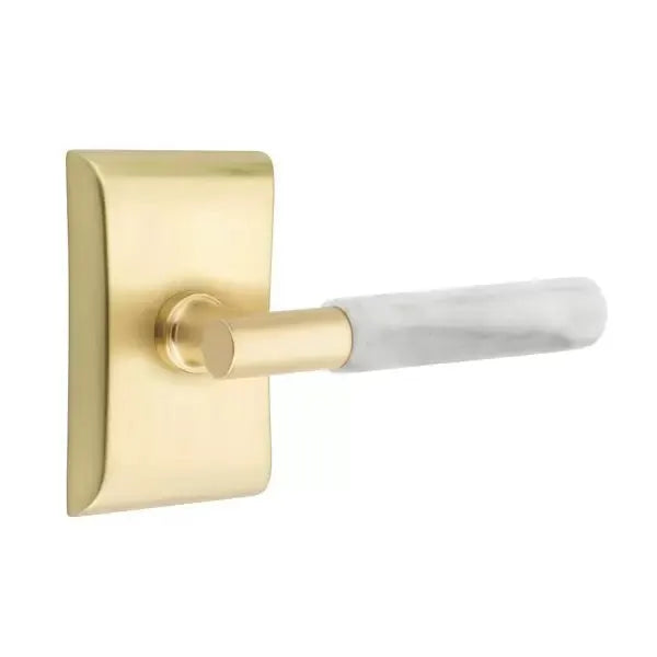 Emtek White Marble Lever with T-Bar Stem and Neos Rose by Emtek
