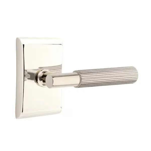 Emtek Straight Knurled Lever with T-Bar Stem and Neos Rose by Emtek