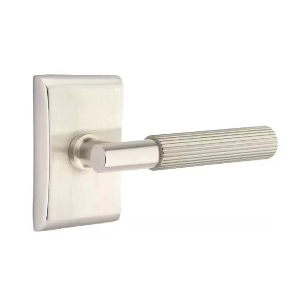 Emtek Straight Knurled Lever with T-Bar Stem and Neos Rose by Emtek
