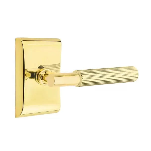 Emtek Straight Knurled Lever with T-Bar Stem and Neos Rose by Emtek