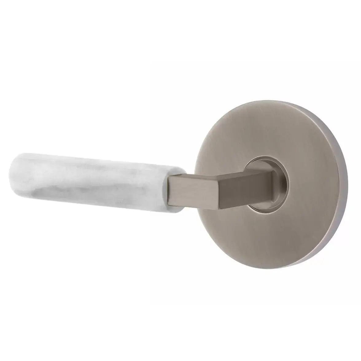 Emtek White Marble Lever with L-Square Stem and Disk Rose by Emtek